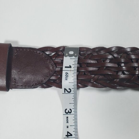 NEW Ralph Lauren Women’s Leather Belt Large Brown Braided Flexible Fit